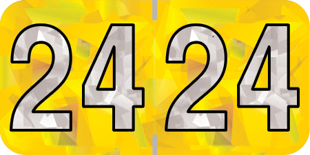 Holographic Yearband Label (Rolls) 500 - 2024 - Yellow - HYYM Series - Polylaminated - 3/4" H X 1-1/2" W