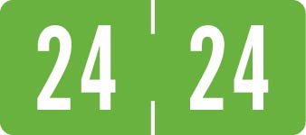 TAB Yearband Label (Rolls Of 500) - 2024 - Fl Green - TPYV Series - Vinyl - 1/2" H X 1-1/8" W
