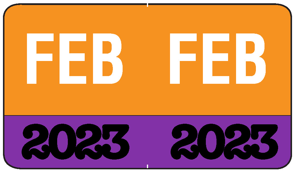 Month/Year Labels 2023 - February - 225 Labels Per Pack - 1-1/2" W X 1" H