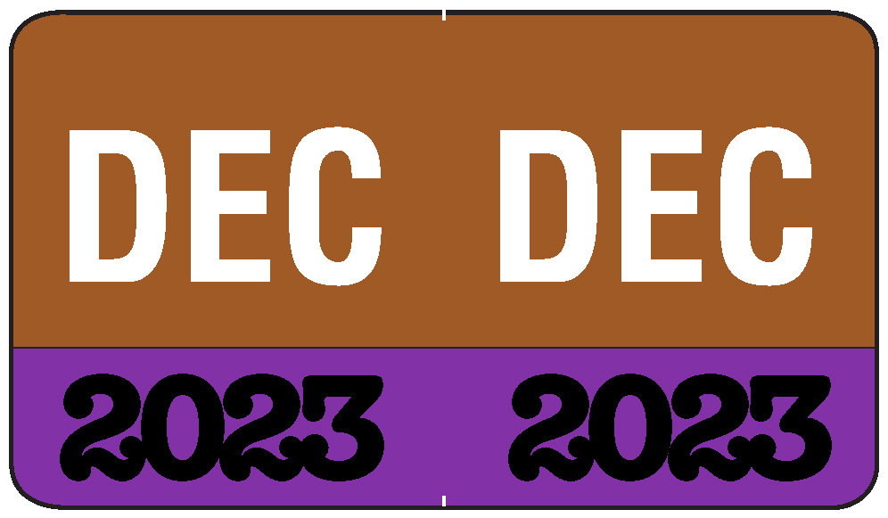 Month/Year Labels 2023 - December - 225 Labels Per Pack - 1-1/2" W X 1" H
