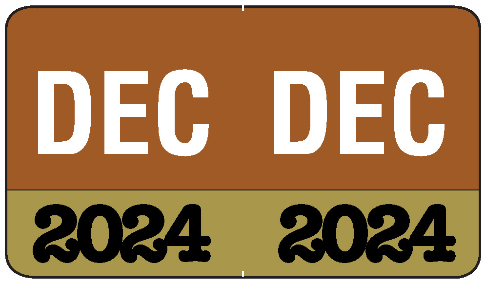 Month/Year Labels 2024 - December - 225 Labels Per Pack - 1-1/2" W X 1" H