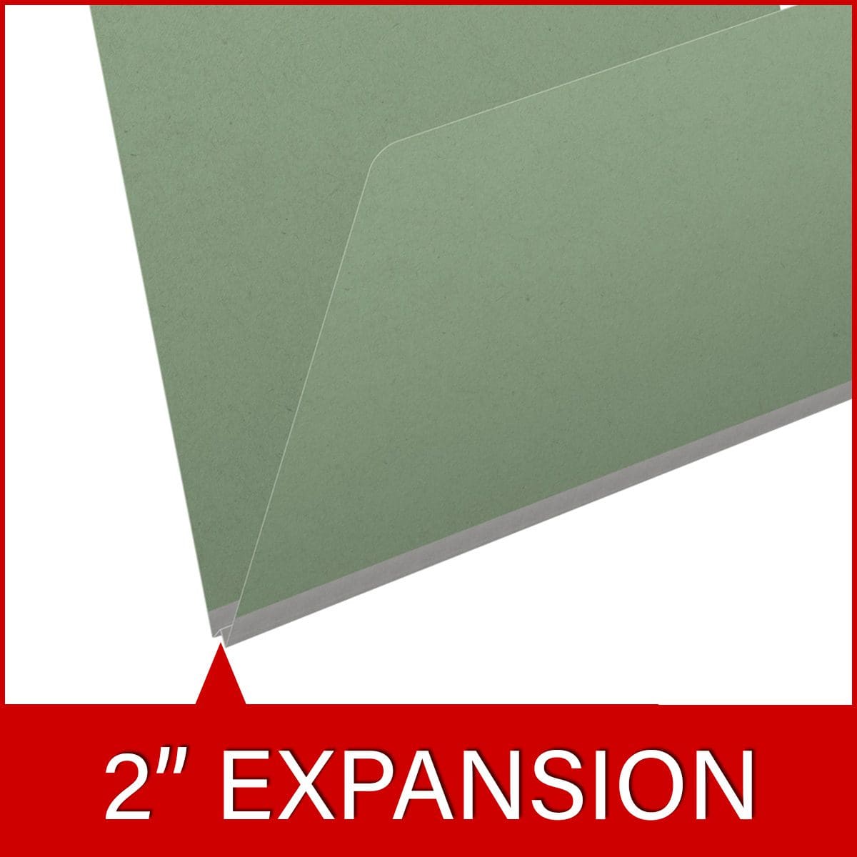 Green letter size end tab classification folder with 2" gray tyvek expansion. 25 pt type 3 pressboard stock, 25/Box