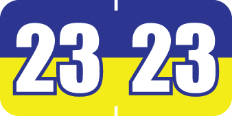 POS 2023 Yearband Label - Blue and Yellow -  3/4" H x 1-1/2" W  - PBYV Series - 500/Roll