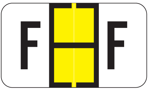 Jeter/TAB 5100 Match - Alpha Label Letter "F" - YELLOW - Alternate 5190 Match - 15/16" H x 1-5/8" W - 500/Roll