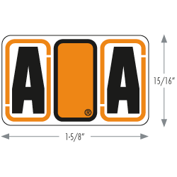 Jeter Series 7700 Labels - Letter  "A" - Orange -  24/SHEET - 240 Labels Total