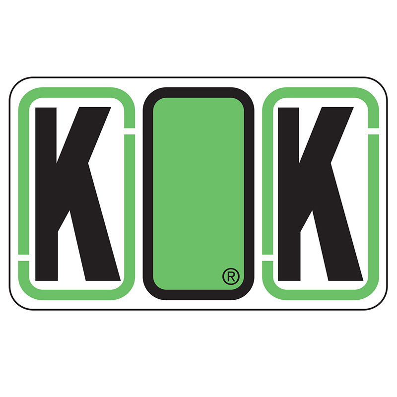 Jeter Series 7700 Labels - Letter  "K" - Lime -  24/SHEET - 240 Labels Total