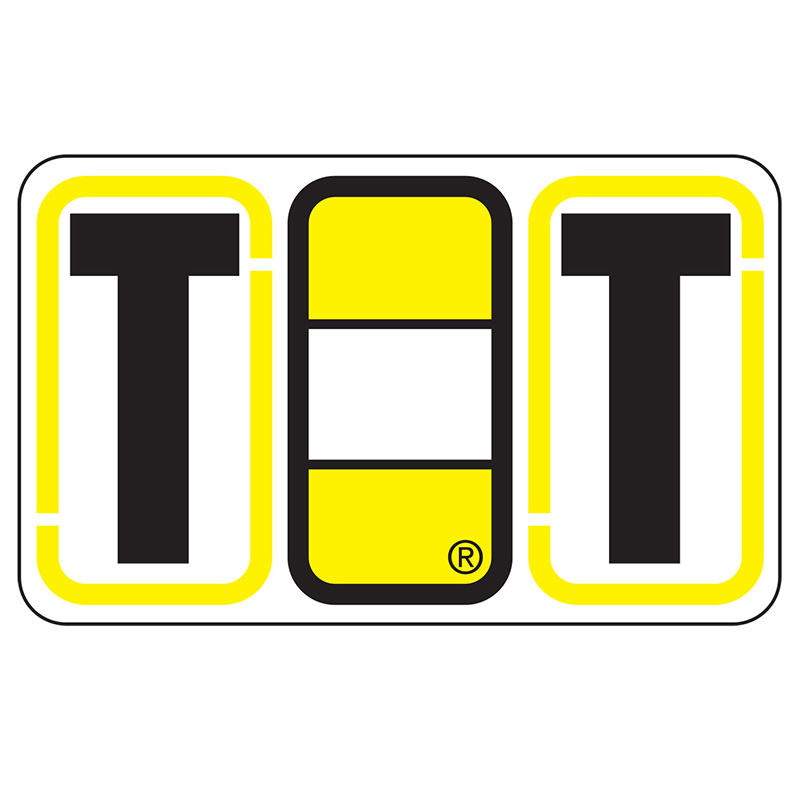 Jeter Series 7700 Labels - Letter  "T" - Yellow -  24/SHEET - 240 Labels Total