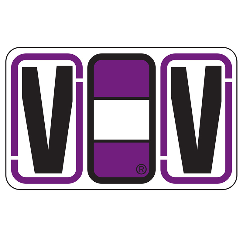 Jeter Series 7700 Labels - Letter  "V" - Purple -  24/SHEET - 240 Labels Total