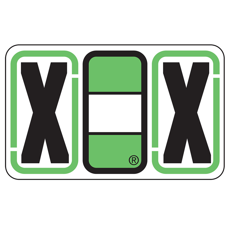 Jeter Series 7700 Labels - Letter  "X" - Lime -  24/SHEET - 240 Labels Total