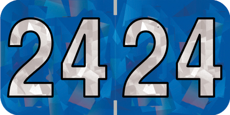 2024 Holographic Yearband Label - Blue - 3/4" H x 1-1/2" W - 500/Roll