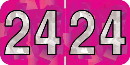 2024 Holographic Yearband Label - Pink - 3/4" H x 1-1/2" W - 500/Roll