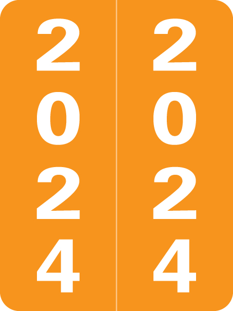 2024 Smead Yearband Label - Orange - 2" H x 1-1/2" W - 500/Roll