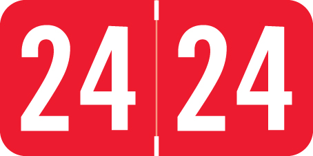 2024 Sav-Tyme Yearband Label - RED -  3/4" H x 1-1/2" W - 500/Roll