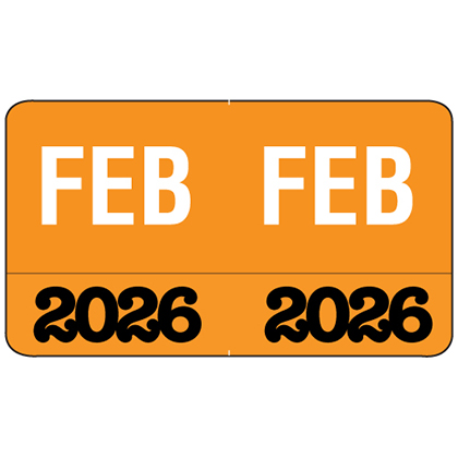 Month/Year Labels 2026 - February - 225 Labels Per Pack