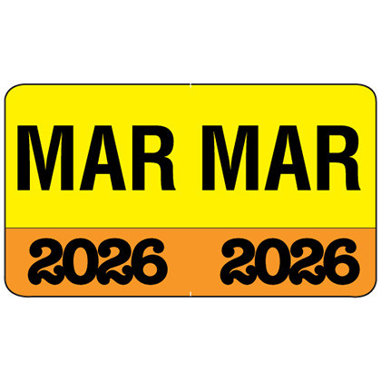 Month/Year Labels 2026 - March - 225 Labels Per Pack