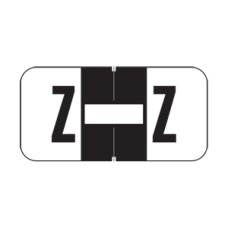 JETER Alphabetic Labels - 2900 Series Sheets for Binder - Z- Black-225 Per Pack