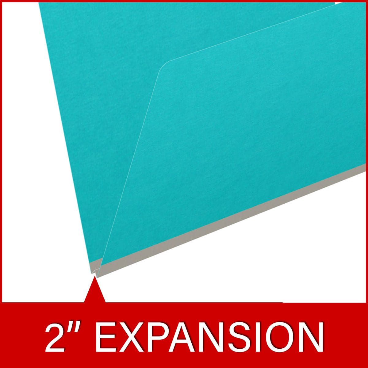 Light blue letter size end tab classification folder with 2" gray tyvek expansion. 18 pt. paper stock. Packaged 25/125.