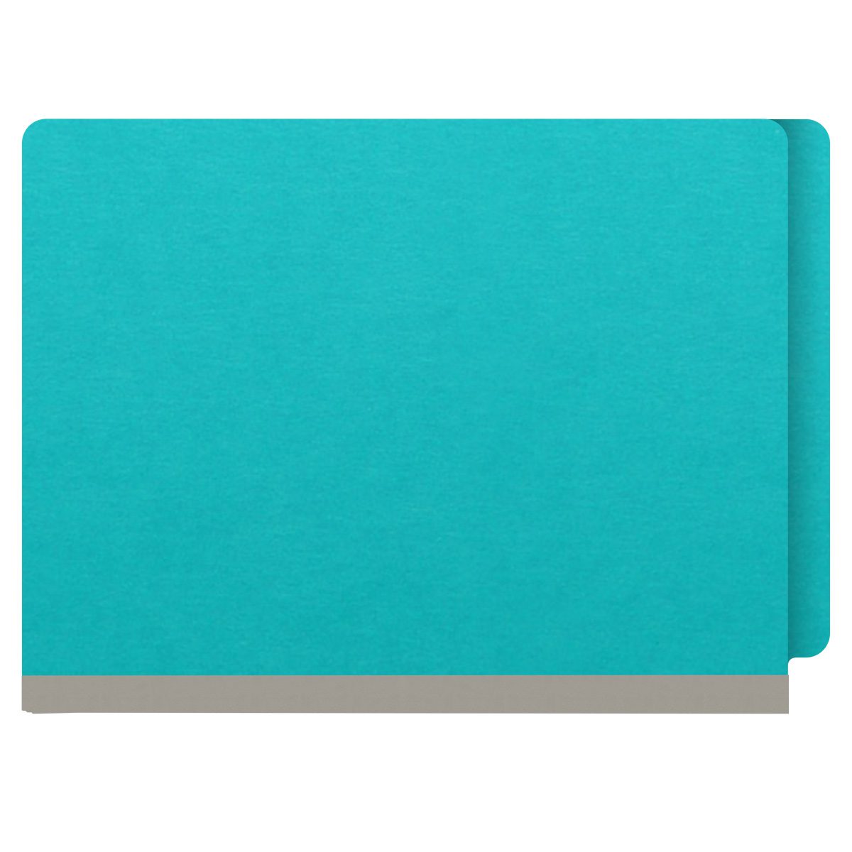 Light blue letter size end tab classification folder with 2" gray tyvek expansion. 18 pt. paper stock. Packaged 25/125.
