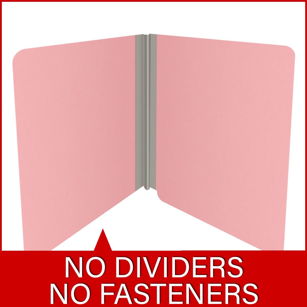 Pink letter size end tab classification folder with 2" gray tyvek expansion. 18 pt. paper stock. Packaged 25/125.