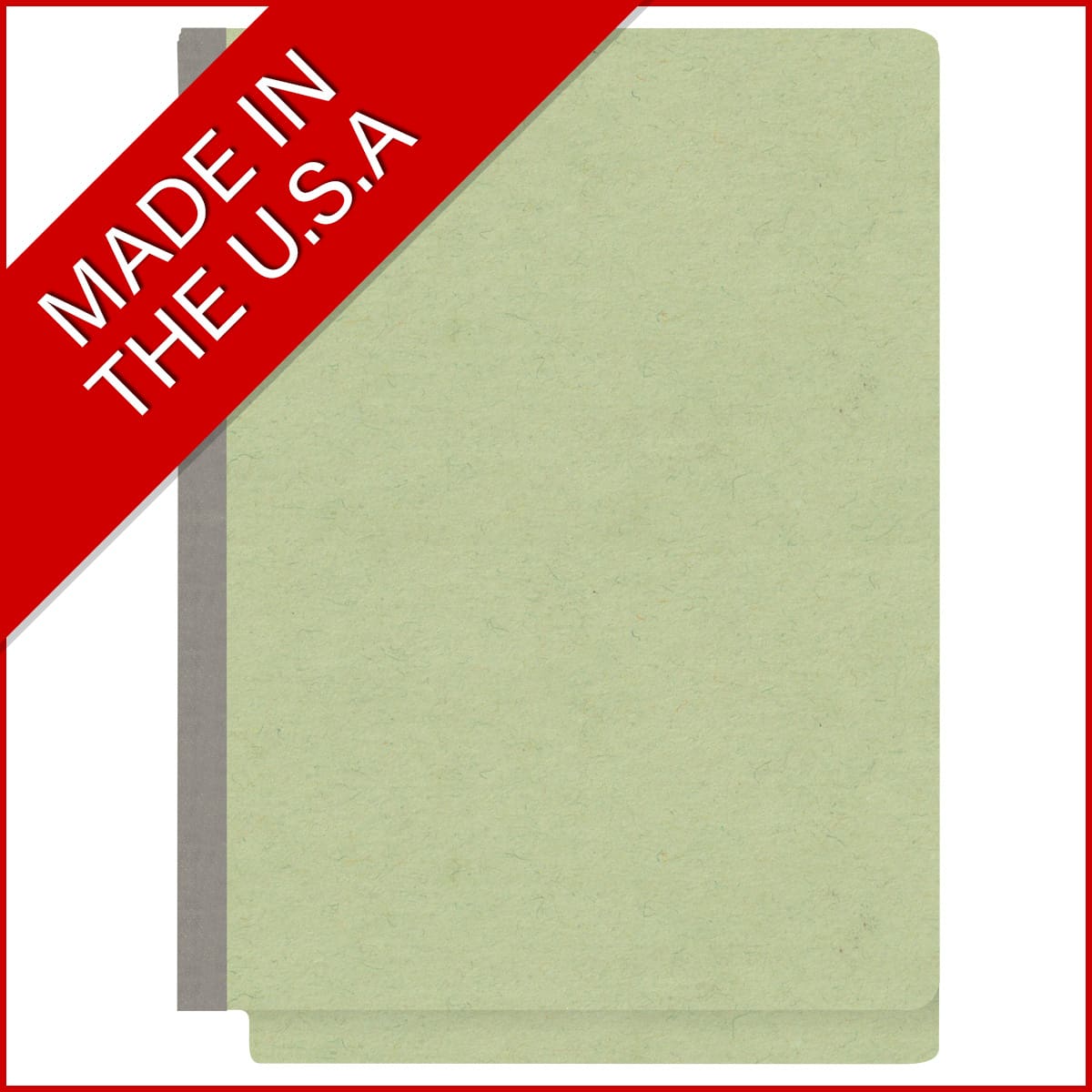 Peridot green letter size end tab classification folder with 2" dark green tyvek expansion. 25 pt type 3 pressboard stock. Packaged 25/125.