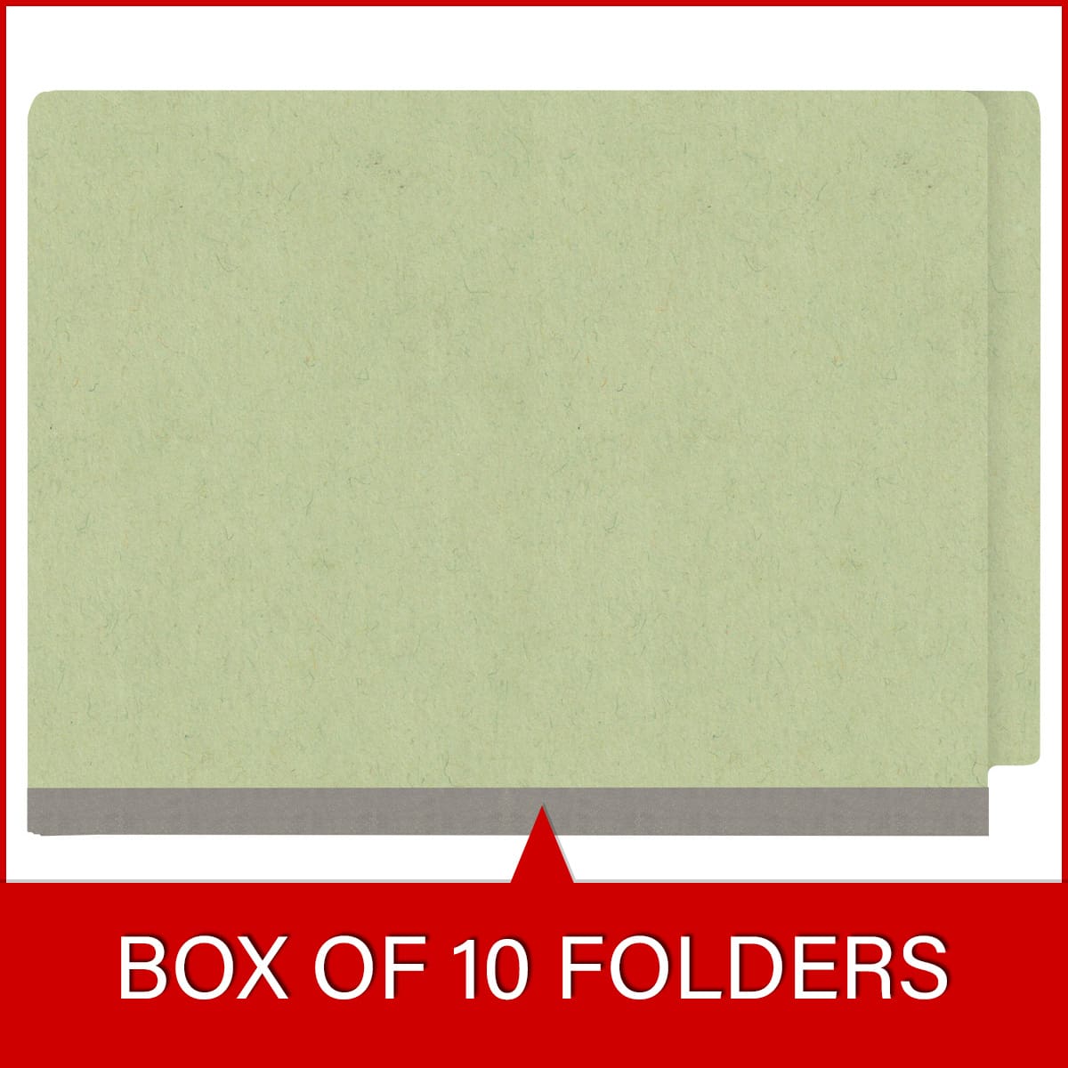 Peridot green letter size end tab classification folder with 2" dark green tyvek expansion. 25 pt type 3 pressboard stock. Packaged 25/125.