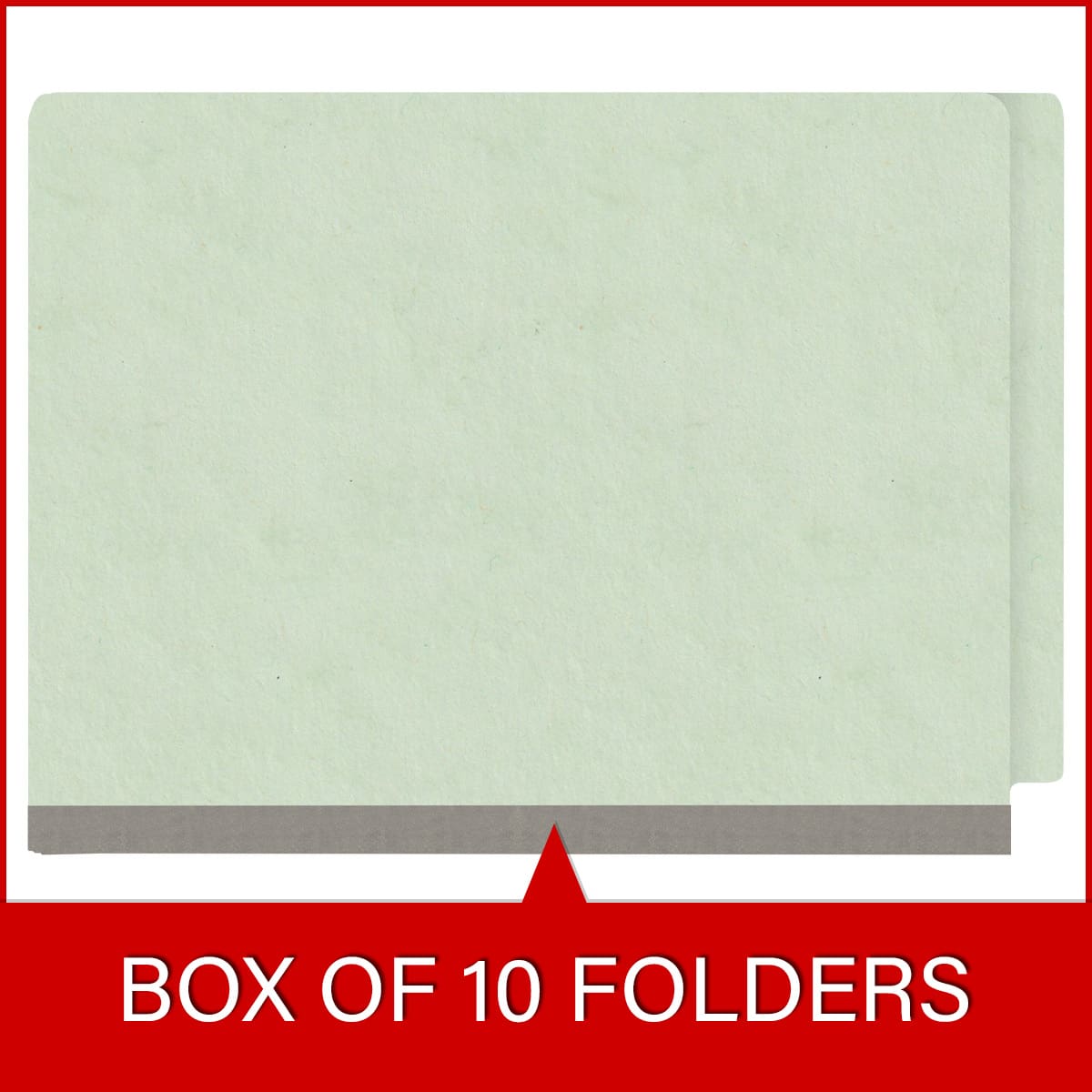 Pale green letter size end tab classification folder with 2" gray tyvek expansion. 25 pt type 3 pressboard stock. Packaged 25/125.