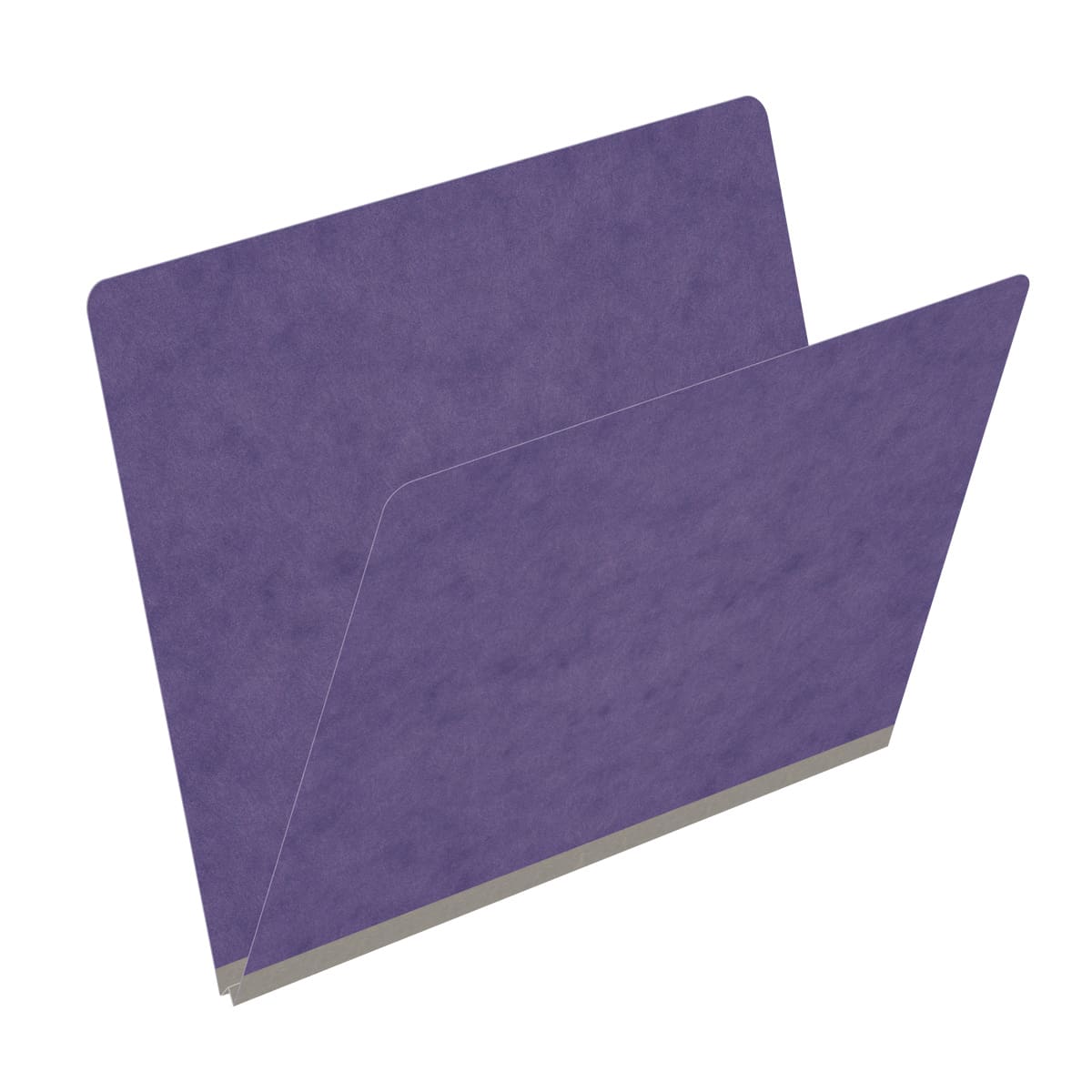 Purple letter size end tab classification folder with 2" grey tyvek expansion. 25 pt type 3 pressboard stock, 25/Box