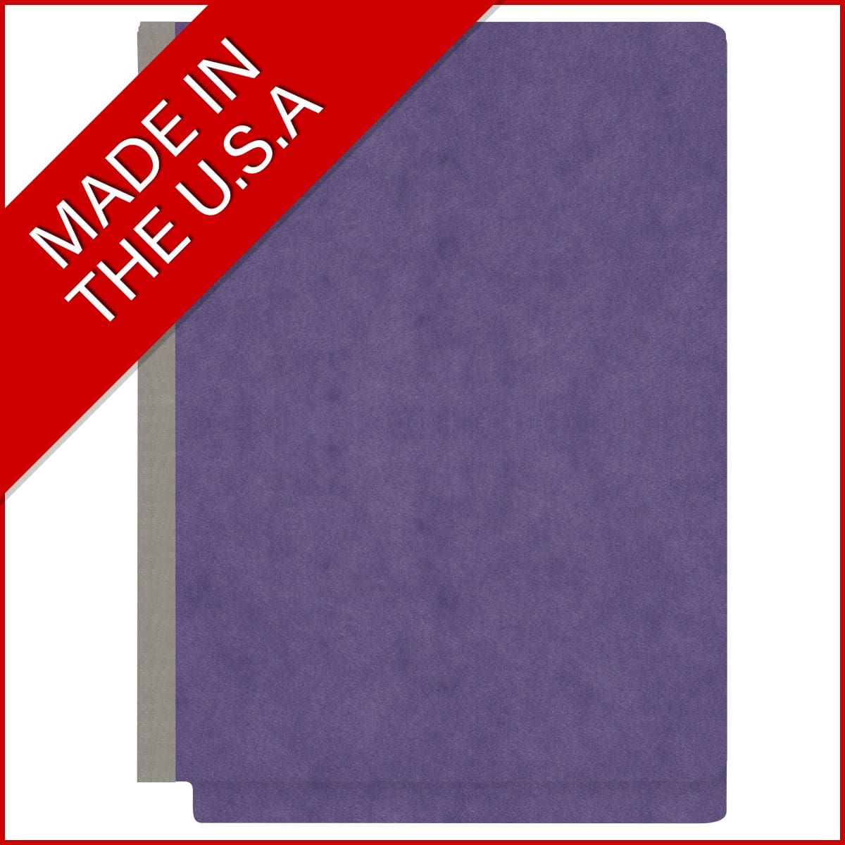 Purple letter size end tab classification folder with 2" grey tyvek expansion. 25 pt type 3 pressboard stock. Packaged 25/125.