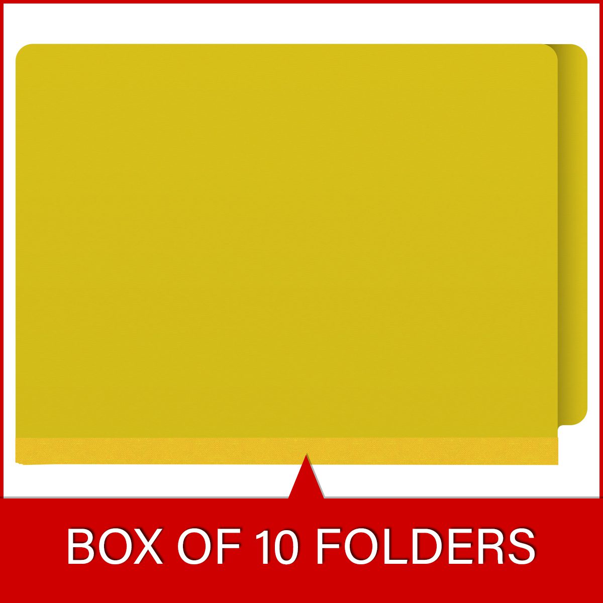 Yellow letter size end tab classification folder with 2" lemon yellow tyvek expansion. 25 pt type 3 pressboard stock. Packaged 25/125.