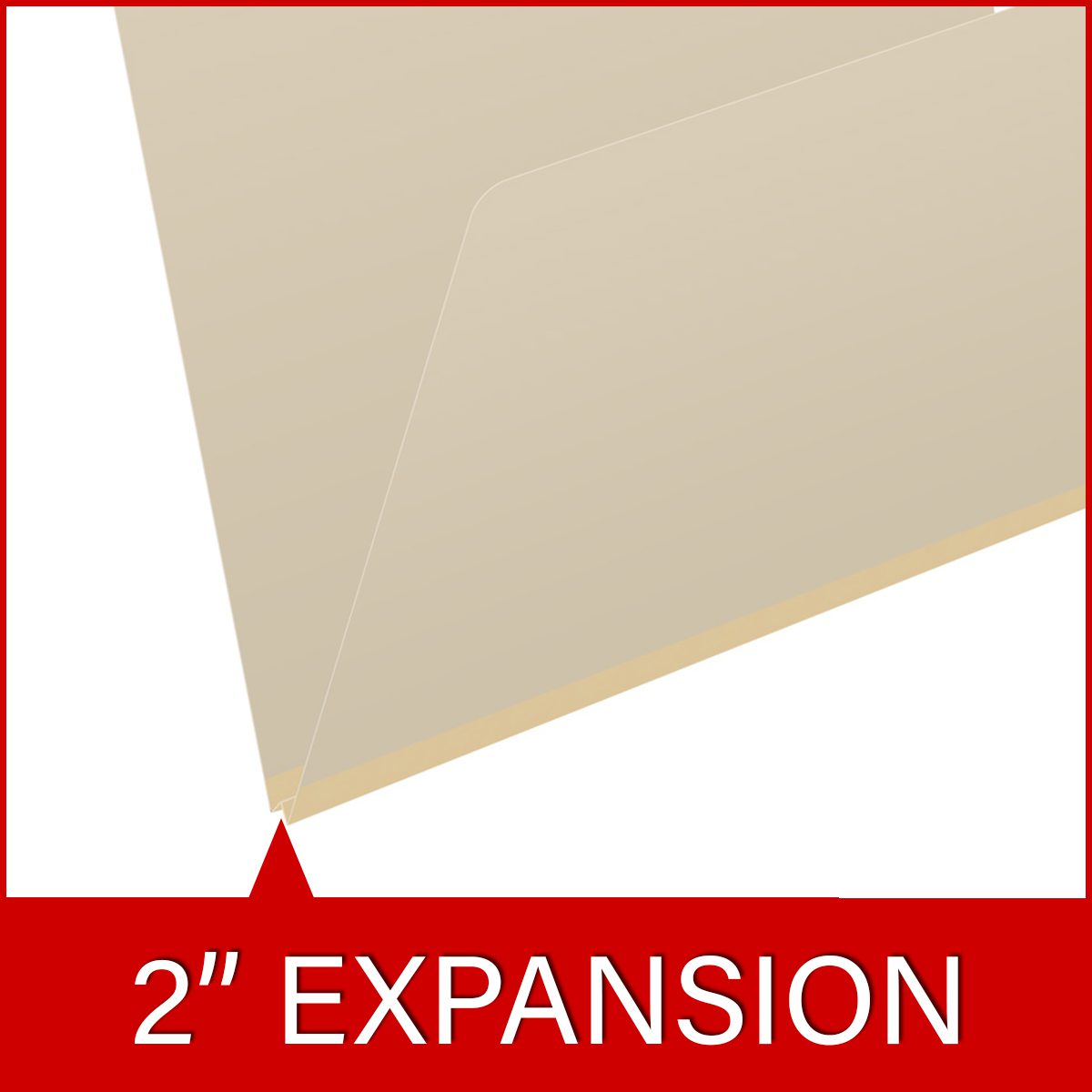 Manila letter size end tab classification folder with reinforced end tab and 2" gray tyvek expansion. 18 pt manila stock. Packaged 25/125.