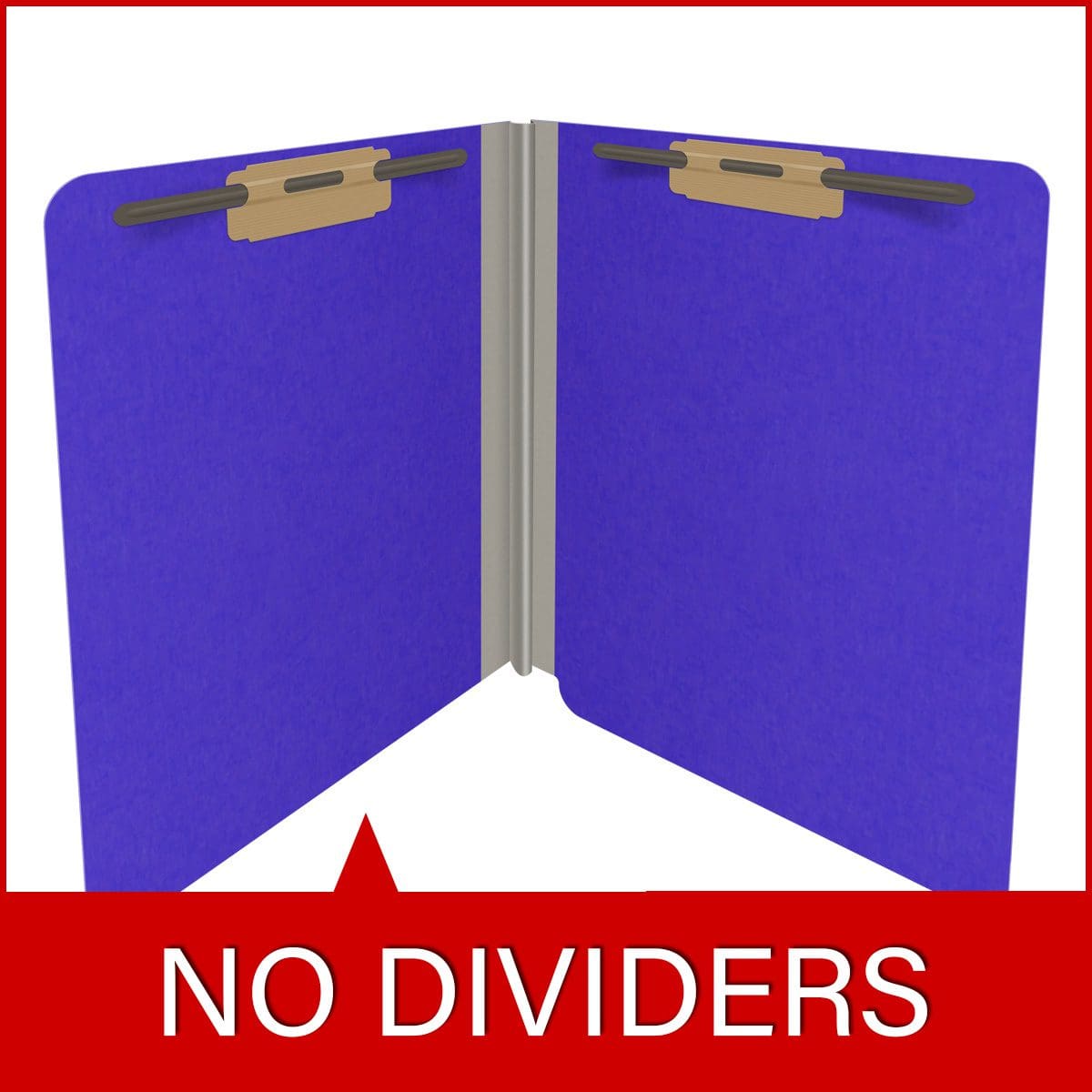 Purple letter size end tab classification folder with 2" gray tyvek expansion and 2" bonded fasteners on inside front and inside back. 18 pt. paper stock. Packaged 25/125.