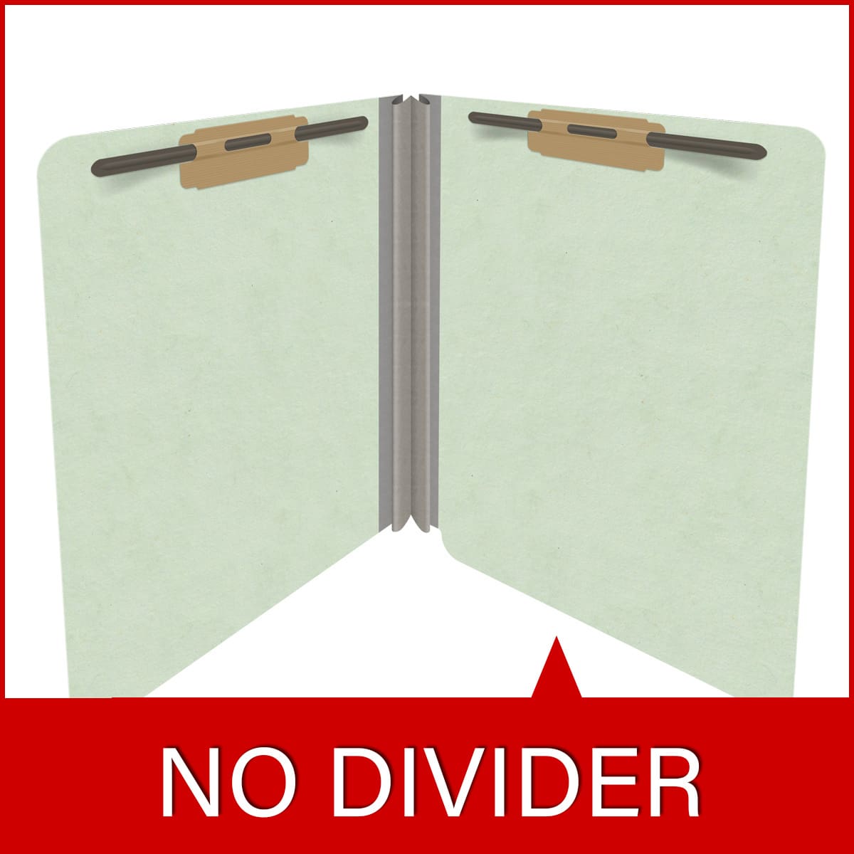 Pale green letter size end tab classification folder with 2" gray tyvek expansion and 2" bonded fasteners on inside front and inside back. 25 pt type 3 pressboard stock. Packaged 25/125.