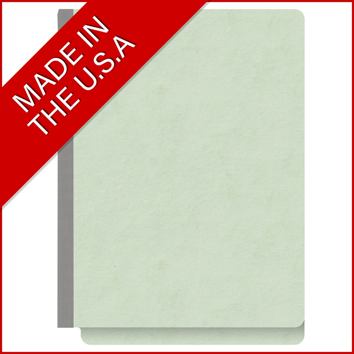 Pale green letter size end tab classification folder with 2" gray tyvek expansion and 2" bonded fasteners on inside front and inside back. 25 pt type 3 pressboard stock. Packaged 25/125.
