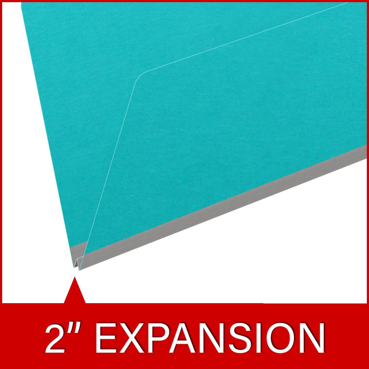 Light blue legal size end tab classification folder with 2" gray tyvek expansion. 18 pt. paper stock. Packaged 25/125.