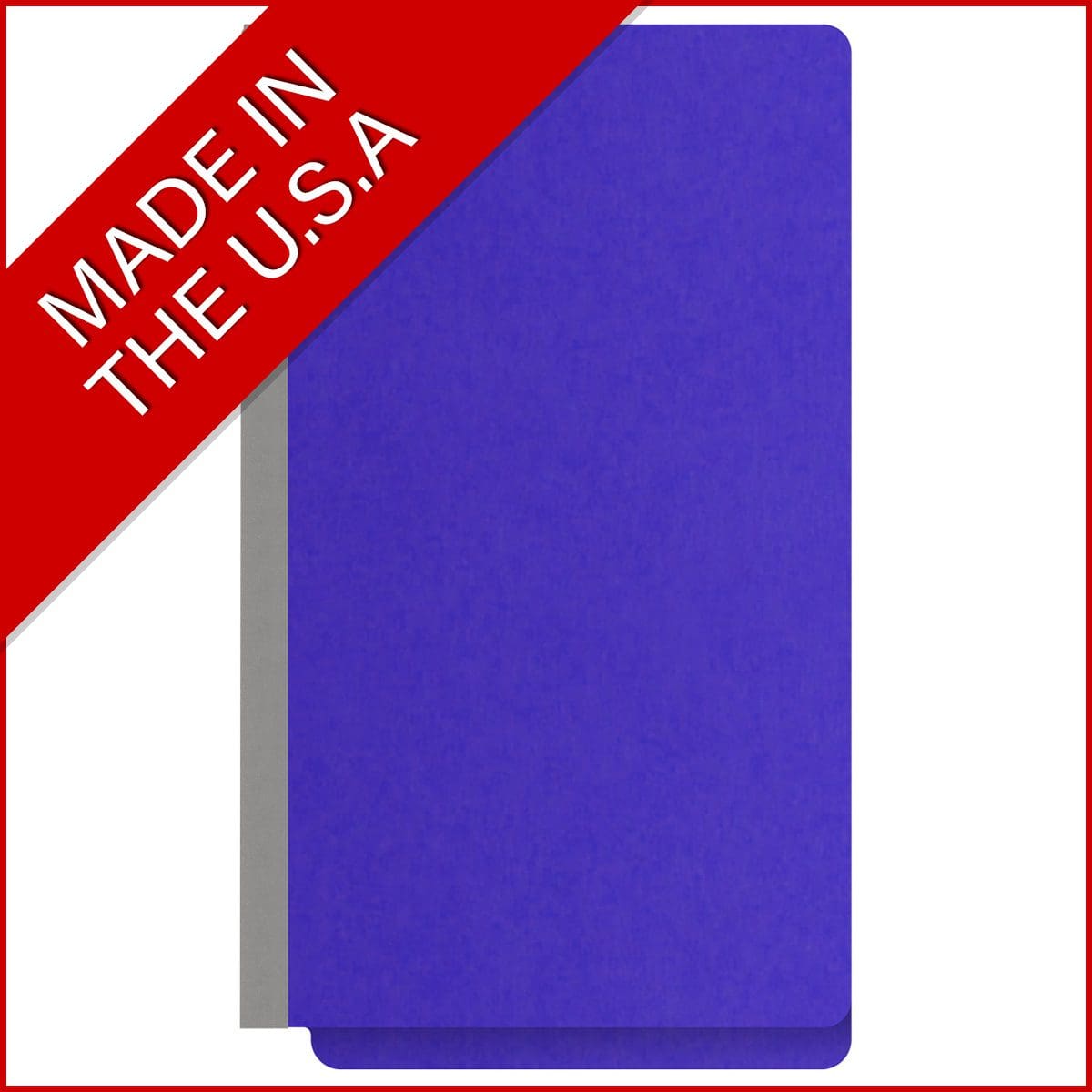 Purple legal size end tab classification folder with 2" gray tyvek expansion. 18 pt. paper stock. Packaged 25/125.