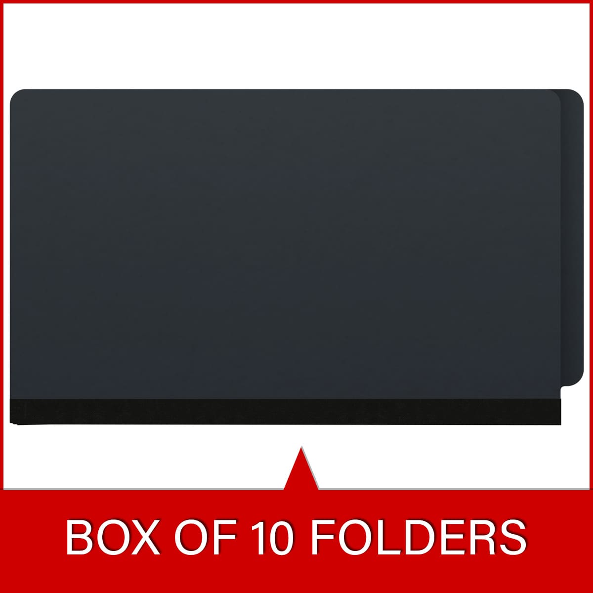 Black legal size end tab classification folder with 2" gray tyvek expansion. 25 pt type 3 pressboard stock. Packaged 25/125.