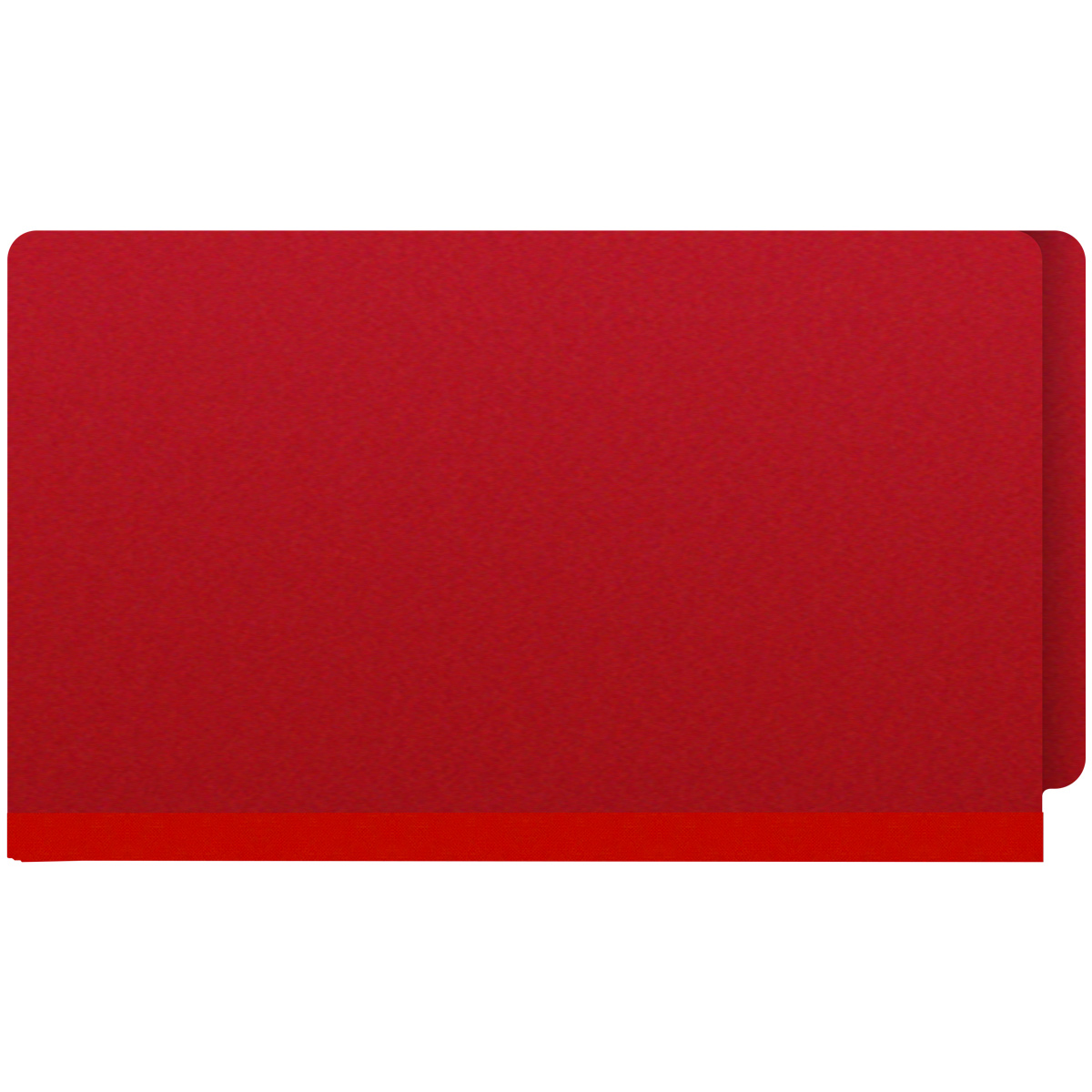 Deep red legal size end tab classification folder with 2" gray tyvek expansion. 25 pt type 3 pressboard stock. Packaged 25/125