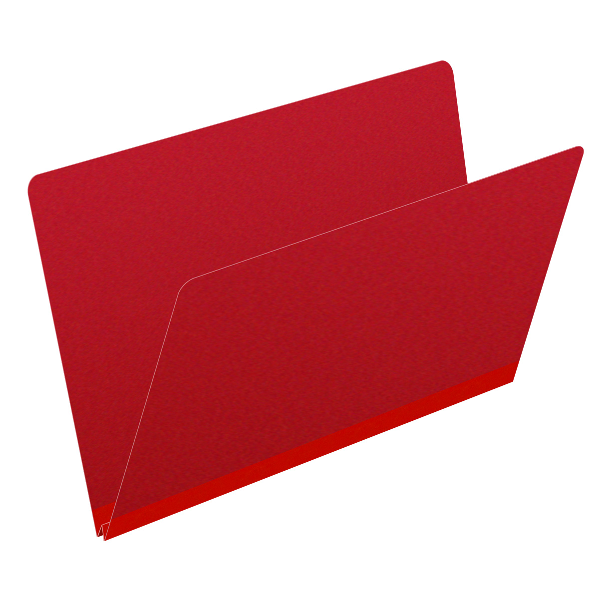 Deep red legal size end tab classification folder with 2" gray tyvek expansion. 25 pt type 3 pressboard stock, 25/Box