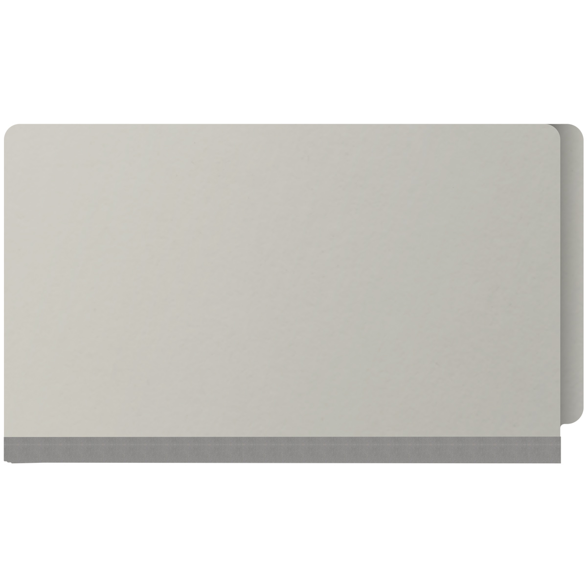 Grey legal size end tab classification folder with 2" gray tyvek expansion. 25 pt type 3 pressboard stock. Packaged 25/125.