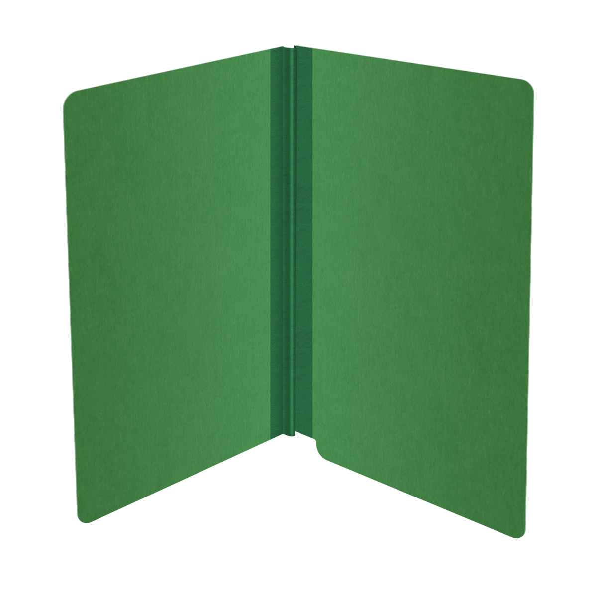 Moss green legal size end tab classification folder with 2" dark green tyvek expansion. 25 pt type 3 pressboard stock. Packaged 25/125