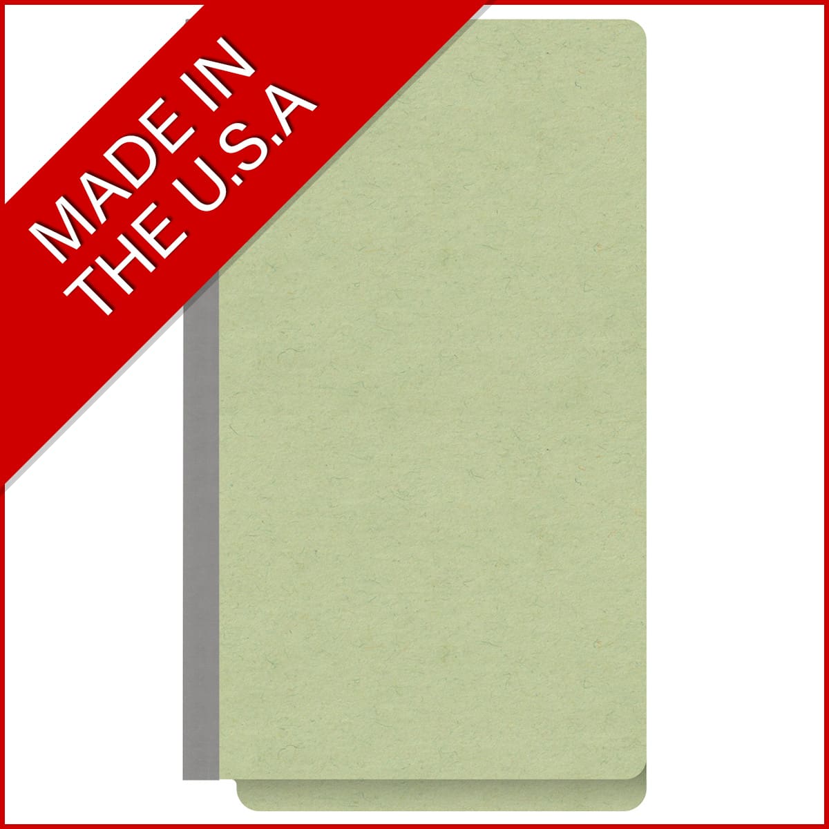 Peridot green legal size end tab classification folder with 2" dark green tyvek expansion. 25 pt type 3 pressboard stock. Packaged 25/125.