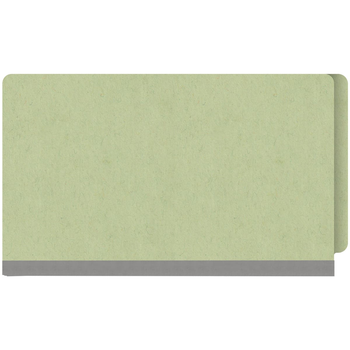 Peridot green legal size end tab classification folder with 2" dark green tyvek expansion. 25 pt type 3 pressboard stock. Packaged 25/125.