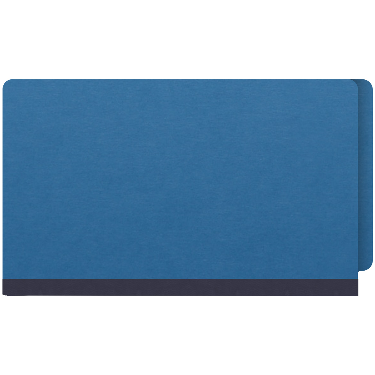 Royal blue legal size end tab classification folder with 2" dark blue tyvek expansion. 25 pt type 3 pressboard stock. Packaged 25/125