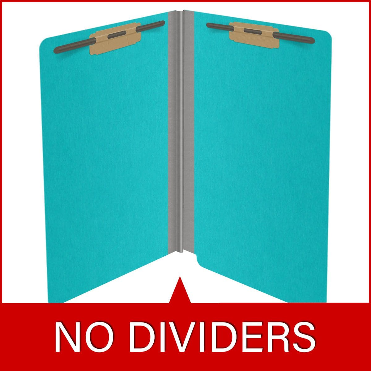 Light blue legal size end tab classification folder with 2" gray tyvek expansion and 2" bonded fasteners on inside front and inside back. 18 pt. paper stock. Packaged 25/125.