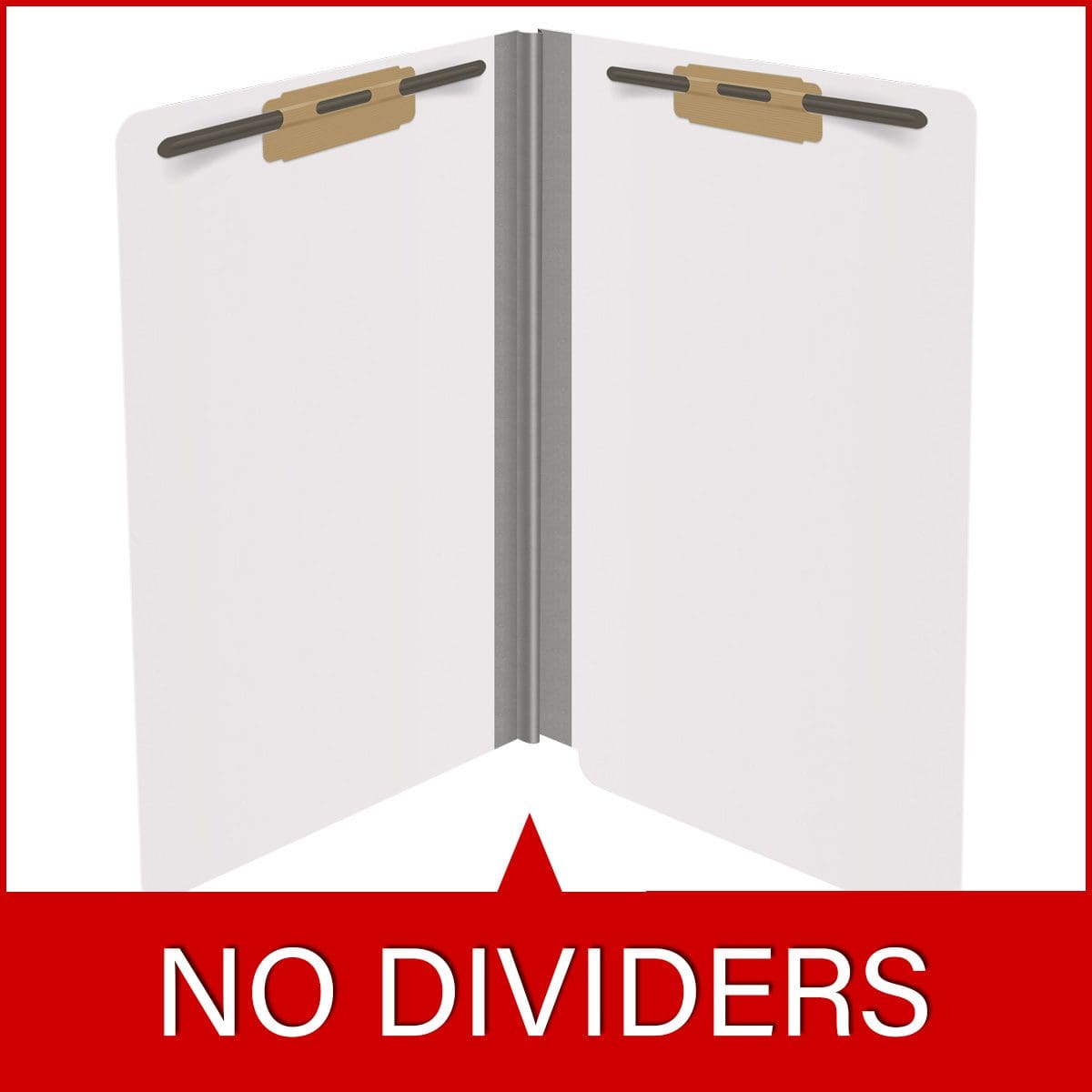 White legal size end tab classification folder with 2" gray tyvek expansion and 2" bonded fasteners on inside front and inside back. 18 pt. paper stock, 25/Box