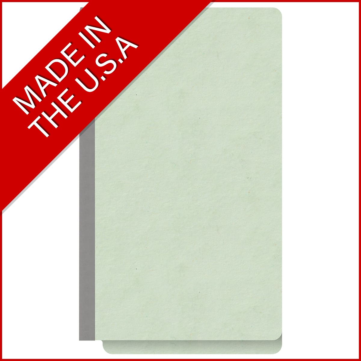 Pale green legal size end tab classification folder with 2" gray tyvek expansion and 2" bonded fasteners on inside front and inside back. 25 pt type 3 pressboard stock. Packaged 25/125.