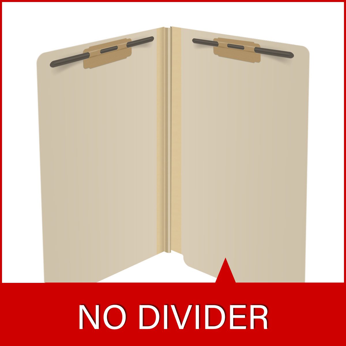 Manila legal size end tab classification folder with 2" gray tyvek expansion and 2" bonded fasteners on inside front and inside back. 18 pt manila stock, 25/Box