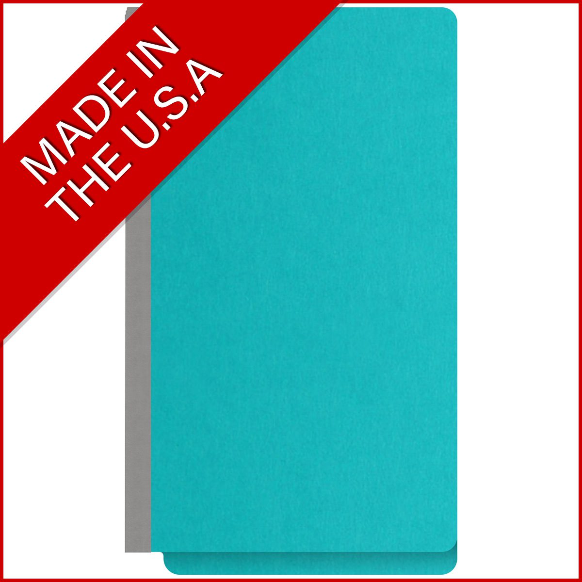 Light blue legal size end tab classification folder with 3" gray tyvek expansion, with 2" bonded fasteners on inside front and inside back and 1" duo fastener on dividers. 18 pt. paper stock and 17 pt brown kraft dividers. Packaged 10/50.