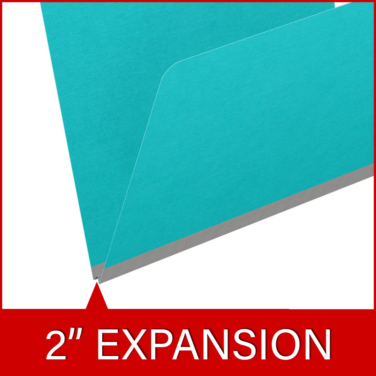 Light blue letter size top tab classification folder with 2" gray tyvek expansion. 18 pt. paper stock. Packaged 25/125.