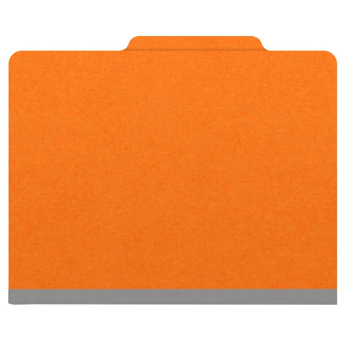 Orange letter size top tab classification folder with 2" gray tyvek expansion. 18 pt. paper stock. Packaged 25/125.